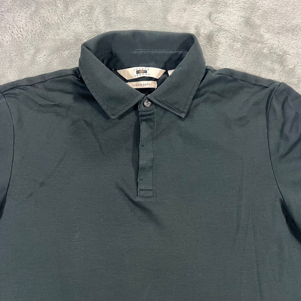 JOSEPH ABBOUD Polo Shirt Mens Large Black Liquid Soft Cotton Short‎ Slv